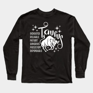 Taurus zodiac sign positive traits Long Sleeve T-Shirt